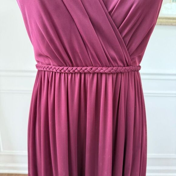 Azazie Burgundy Grecian Style Formal Dress Gown 6 - Picture 4 of 5